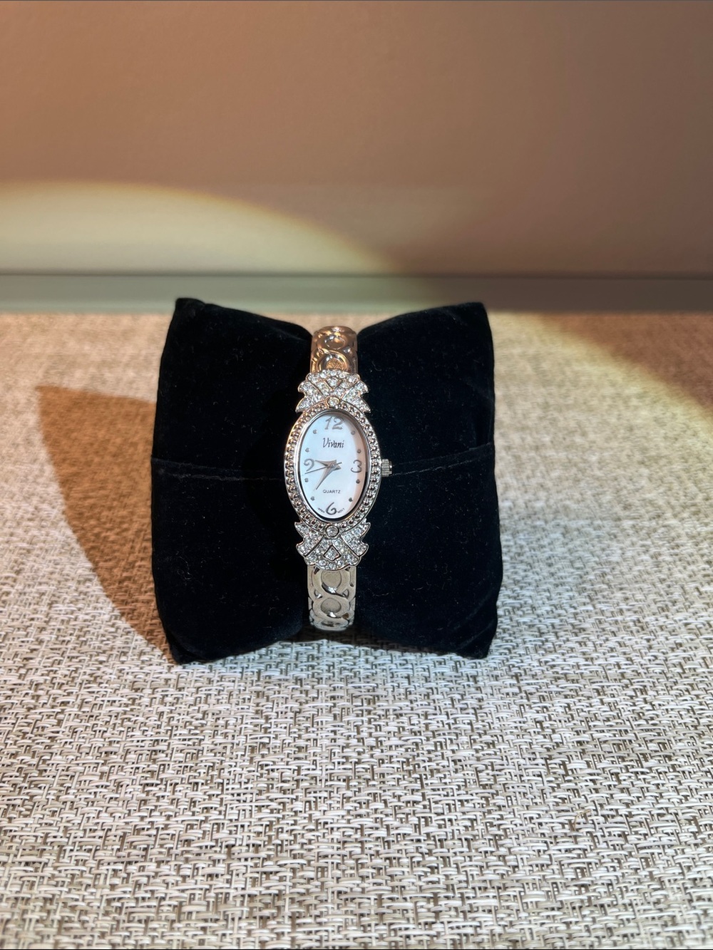 VIVANI Crystal Cocktail Accent Filigree Women's Cuff Bracelet Watch